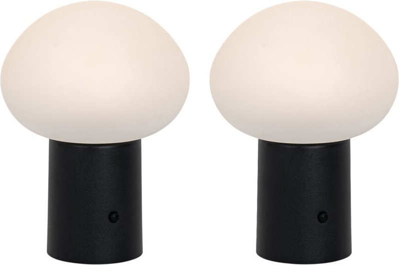 Set aus 2 wiederaufladbaren LED-Tischlampen Pilz Schwarz - Louise