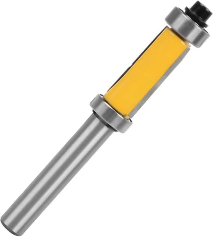 8-mm-Schaft-Bündigschneider, Wolframkarbid-Kopierschneider, oberes und unteres Lager, Holzbearbeitungsmesser, gelb, 25-m...