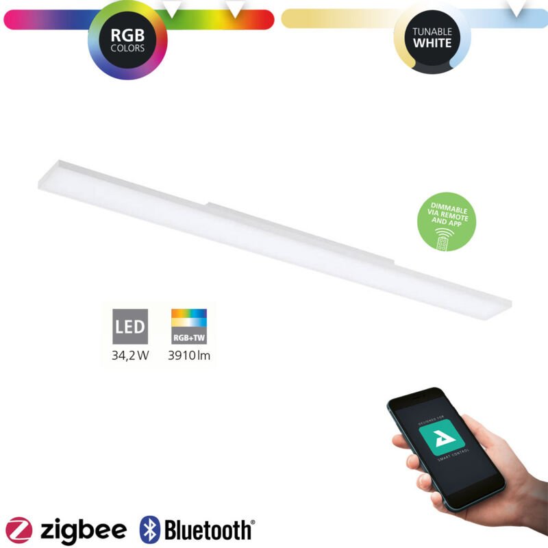 Led cct Deckenleuchte Turcona-Z 120x10cm weiß, rgb, Smart Home connect.Z - Eglo