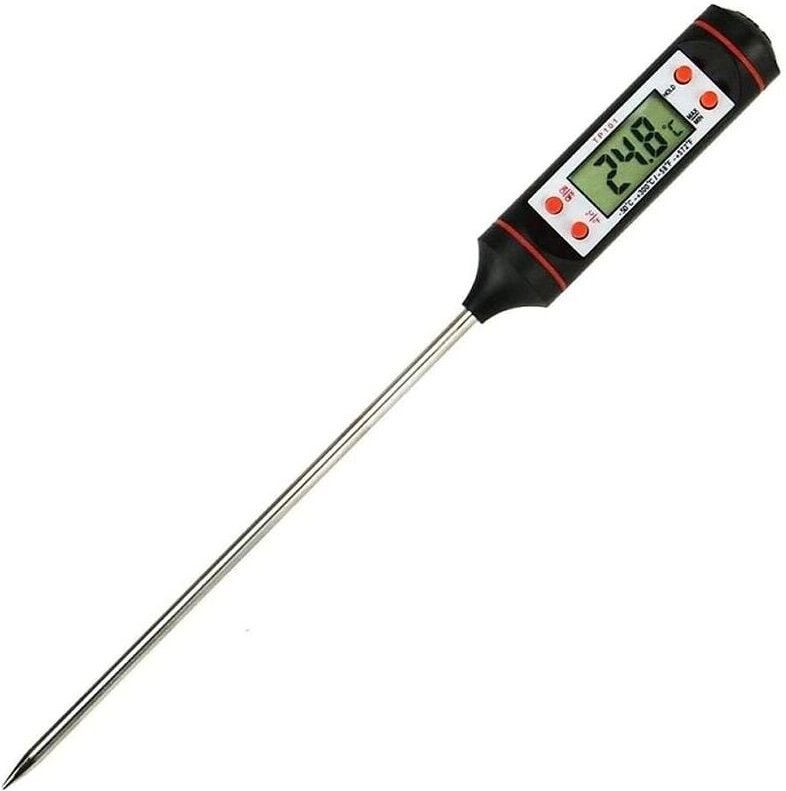 Kochthermometer, Küchenthermometer, Fleischthermometer, sofort ablesbare, ultralange Sonde mit °C/°F-Taste – Grill, BBQ,...