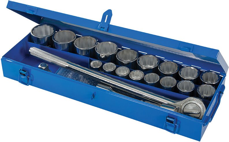 Silverline - Doppelsechskant-Steckschlüssel, 3/4-Zoll-Antrieb, metrisch, 21-tlg. Satz 19 - 50 mm