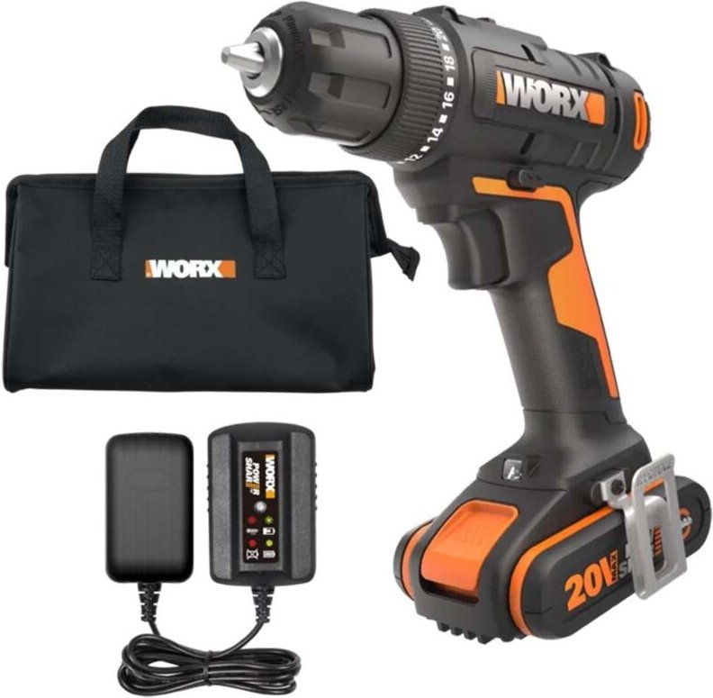 WORX WX100 Bohrmaschine/Schrauber mit 2,0 Ah Akku und Standard-Ladegerät