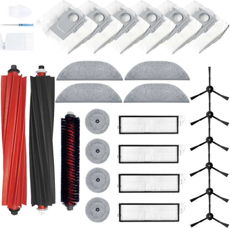 Ersatzteile für Roborock S8 MaxV Ultra, 2 Gummibürsten, 4 Filter, 6 Seitenbürsten, 4 Wischtücher, 4 Seitenbesen, 6 Staub...