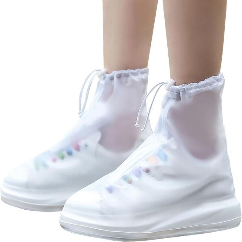 Wasserdichte, weiße Überschuhe, Größe XL, passend für Schuhgrößen 40-42. Ein Paar mit Reißverschluss, rutschfest und wie...