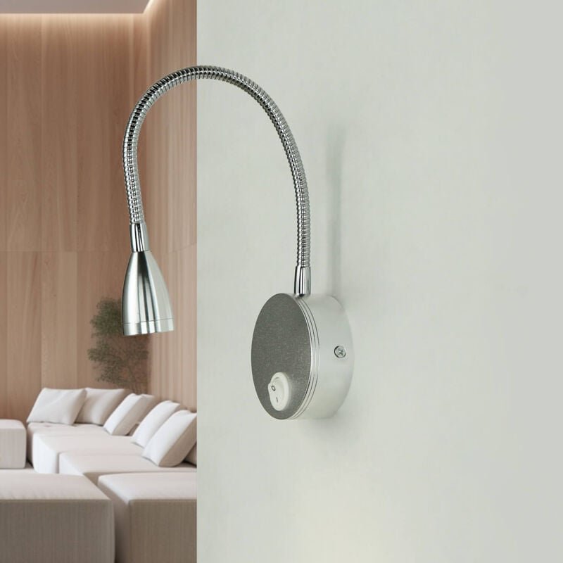 Thumbnail - Licht-erlebnisse - led Wandleuchte mit Schalter Aluminium Flexarm h: 40 cm in Silber 4400 k neutralweiß 160 lm