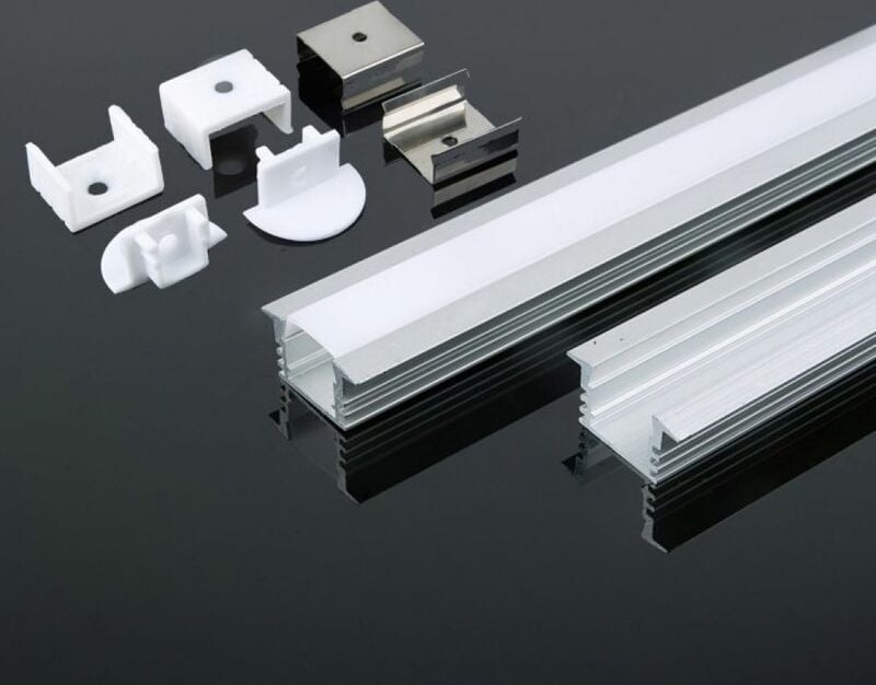 V-tac - Silbernes Aluminiumprofil für vertieften LED-Streifen (max. 12,5 mm), Satin, 2 m