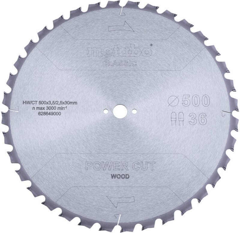 Sägeblatt power cut wood - classic, 500x30 Z36 tz 15° - Metabo