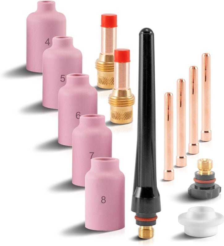 STAHLWERK Schweißzubehör WIG Gaslinsen Set 14-teilig für WP SR Binzel 17 18 26
