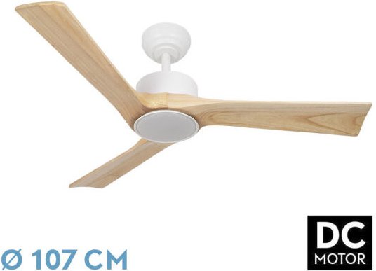 Abrila - Ventilator dc orinoco Farbe White mit three Blades in Buche mit 6 einstellbaren Geschwindigkeiten mit 3 Tempera...