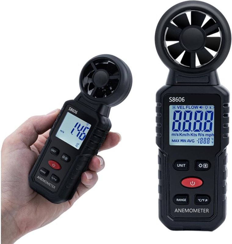 Digitales 3-in-1-Anemometer mit Windgeschwindigkeits- und Temperaturmessung für Surfen, Drohnen, Heizungs-, Lüftungs- un...