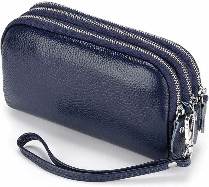 Damen-Geldbörse aus echtem Leder (Blau) - Fei Yu