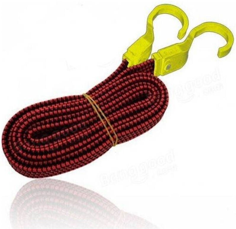Trade Shop Traesio - Trade Shop - Elastisches Seil mit Haken für Fahrrad, Motorrad, Auto, 1,5 m x 1,6 cm, Gurtzeug, Gepä...