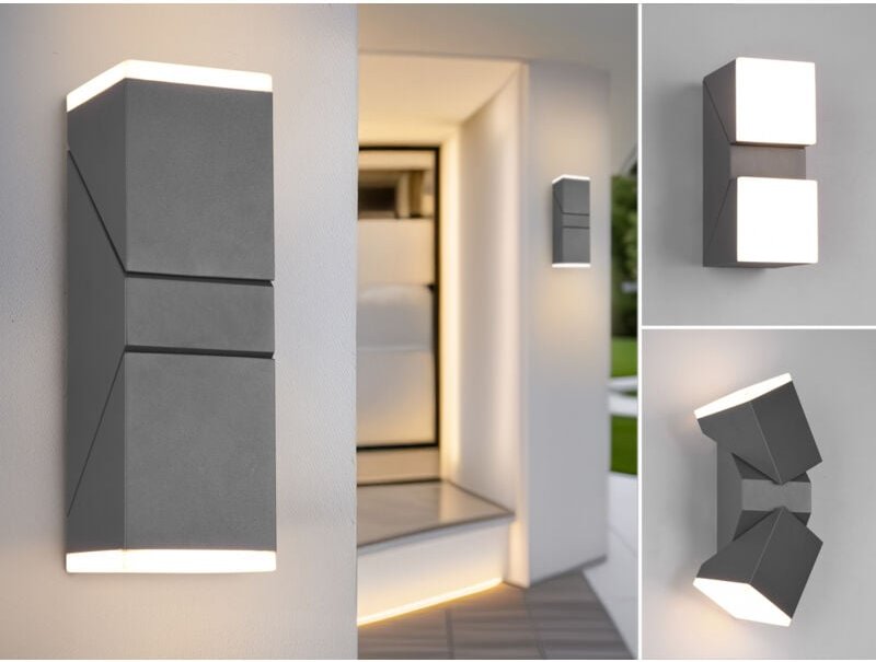 Trio Leuchten - Schwenkbare led Außenwandleuchten - 2er Set, Höhe 28cm, Anthrazit