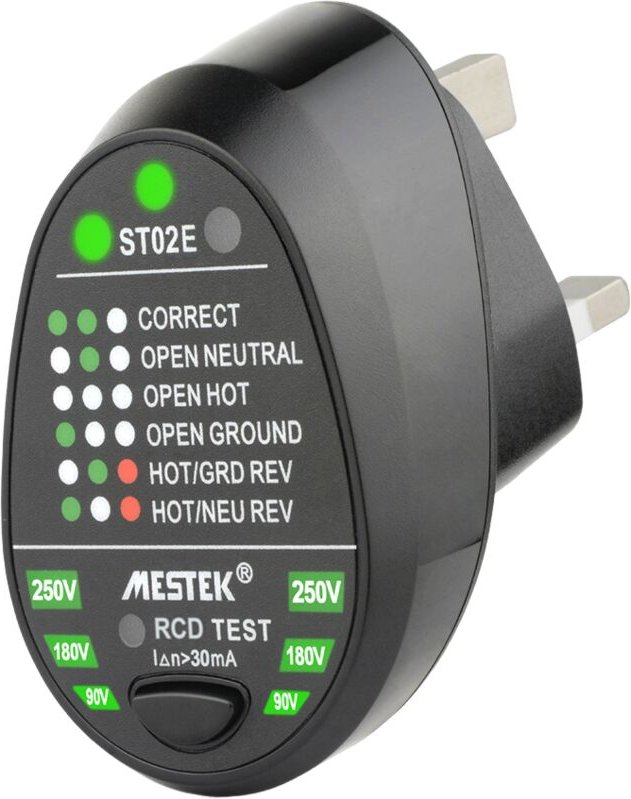 Steckdosentester, RCD Automatischer Neutralleiter-Erdungsdraht-Teststromkreis-Polaritätsdetektor-Ausgangstester (EU-Stec...