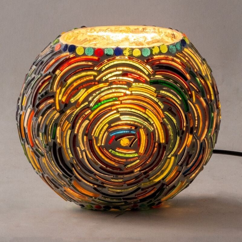 Gelbe Mosaik-Tischlampe aus Glas