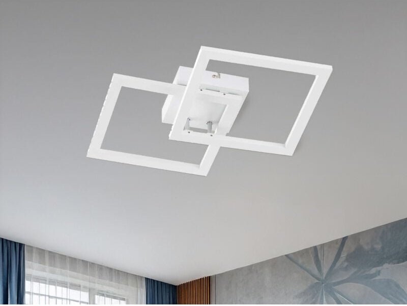 Flache led Deckenleuchte elle Weiß Eckig 34x34cm