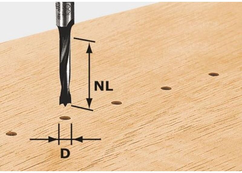 Hw D3/16 Dübelbohrer 3 x 16 x 55 x 8 mm ( 491065 ) für Oberfräse of 900, of 1000, of 1010, of 1010 r, of 1400 - Festool