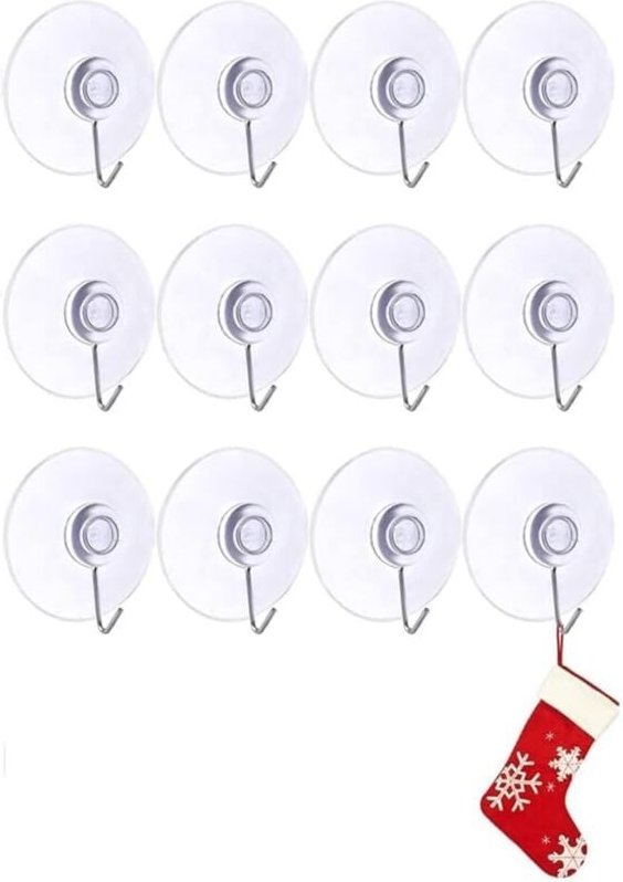 Bluedeer - Runden Saugnapf Haken ,12 Stück Saugnäpfe mit Haken Metallhaken, 40mm Wandhaken mit saugnäpfe,ür Küche Spiege...