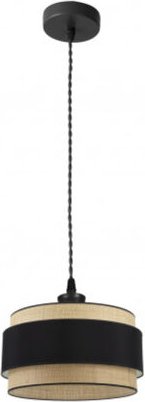 Fabrilamp - Zylindrische Hängeleuchte Modell Kandy Natur/schwarz