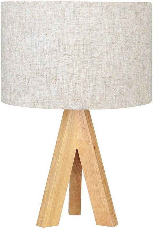 EDM Lampe de Tischleuchte 32160 Holz Stoff 18 x 18 x 30 cm E27