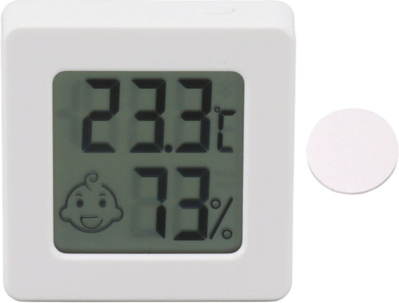Mini-Hochpräzisions-Thermometer-Hygrometer aus Kunststoff, kompakt (45 x 45 x 13 mm) mit Sensor, LCD-Display, inklusive ...