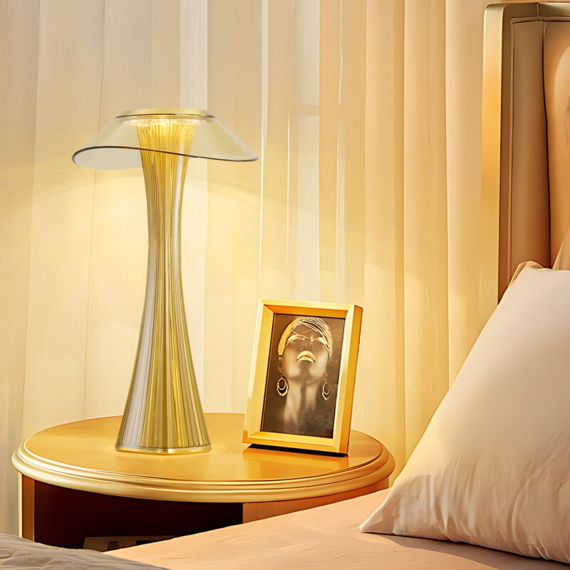 Led Tischlampe Touch Dimmbar 3000-6500K Weiß/Gold Nachttischlampe mit Akku Innen und Aussen Beleuchtung Tagbare Tischleu...