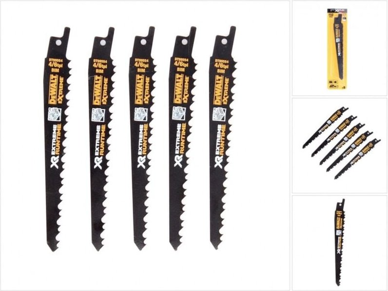 Dewalt - 152 mm xr Extreme runtime Säbelsägeblatt für Holz - 5 Stück - DT99554