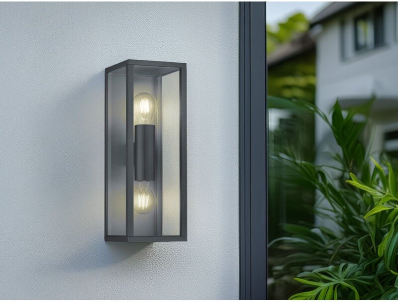 Meinewunschleuchte - led Außenwandleuchte Up & Down in Anthrazit mit Glas, Höhe 38cm