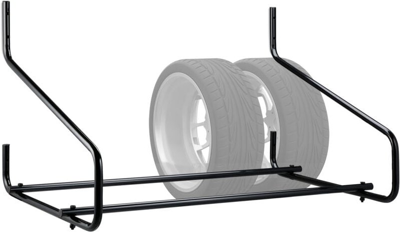 Reifenregal Wandmontage, für 4 Reifen, Teleskop Reifenhalter Wandhalterung, bis 80kg, klappbar, Stahl, schwarz - Relaxda...