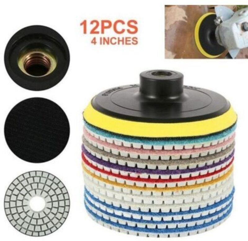 Set mit 12 Diamant-Polierscheiben - Hitzebeständig für Granit, Marmor und Keramik