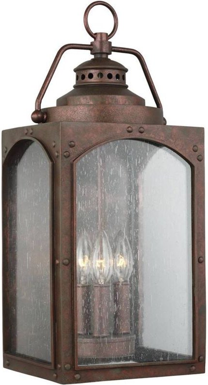Elstead - Randhurst Outdoor 3 Licht Große Wandlaterne, Kupferoxid, IP44, E14