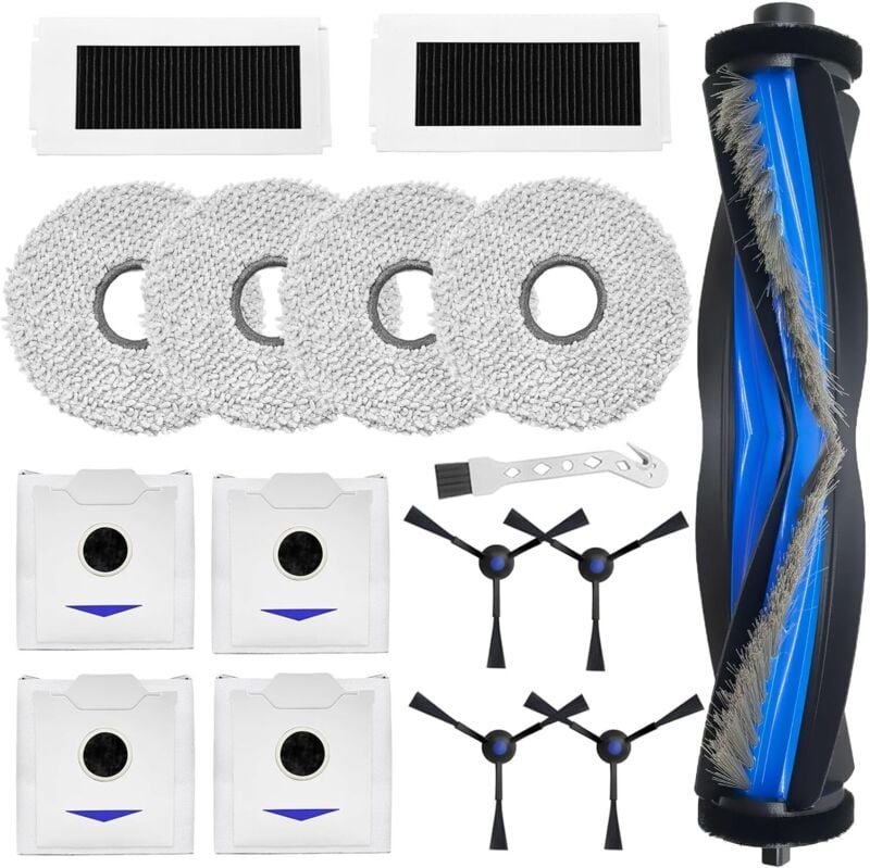 Zubehör für Ecovacs Deebot N30 Omni, N30 Pro Omni, N30 Pro Roboterstaubsauger Ersatzteil, Walzenbürsten + 4 Tücher + 4 S...