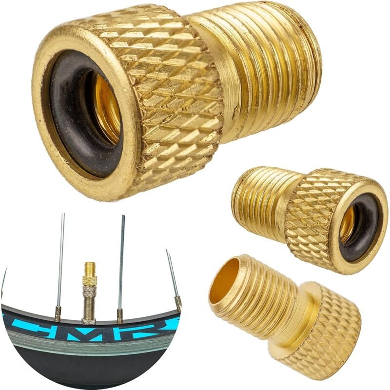 3er Set Fahrradventiladapter dv und sv für Ventil am Autoventil mit zusätzlichem Dichtring, Fahrradventiladapter, Adapte...