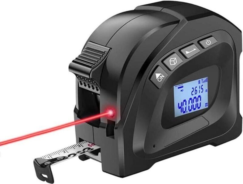 3-in-1-Laserbandmaß, digitaler Laser-Entfernungsmesser mit LCD-Display, 40 m/131 Fuß Lasermessung, 5 m/16 Fuß Bandmessun...