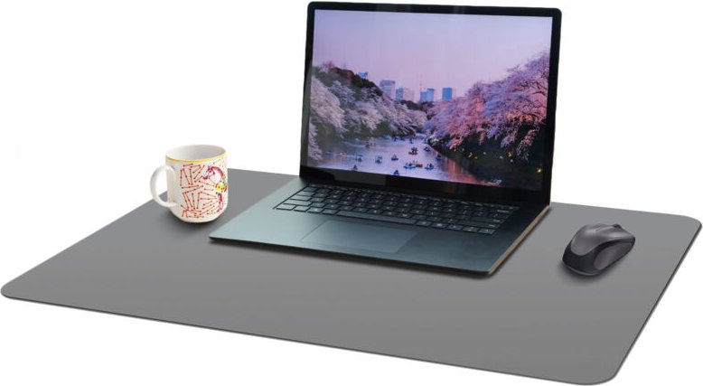 Mauspad für Schreibtisch oder Tisch, schützend, rutschfest, groß, grau matt