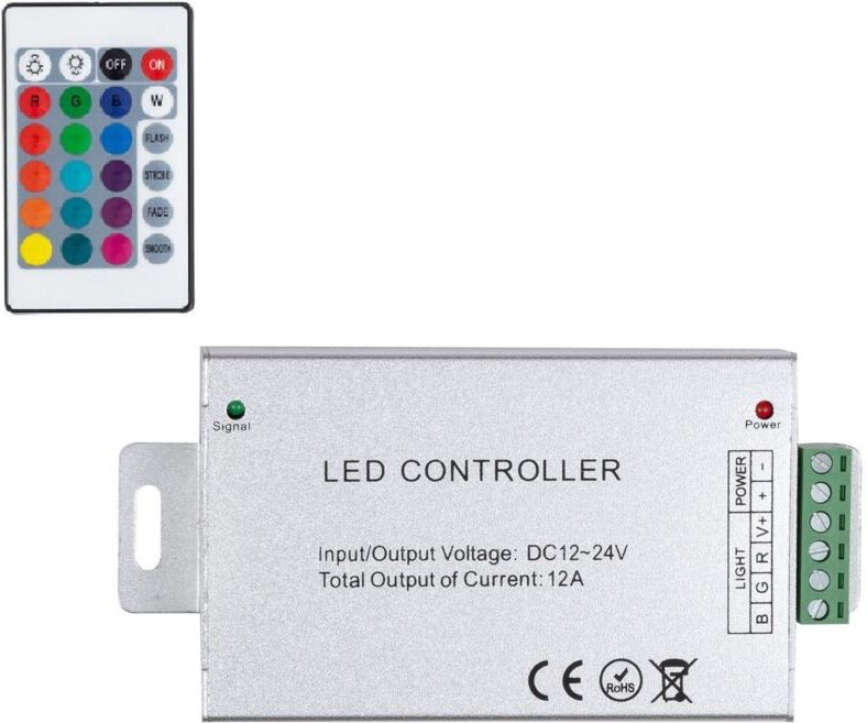 Controller Dimmbar LED-Streifen RGB 12/24V DC mit IR-Fernbedienung High Power