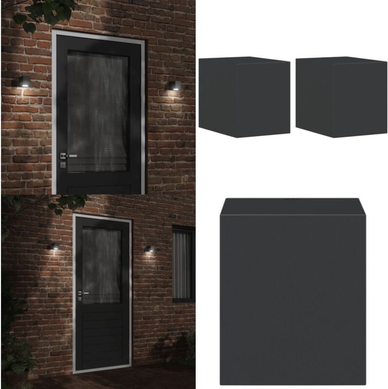Thumbnail - Außenwandleuchten 2 Stk. Schwarz Aluminiumdruckguss - Außenwandleuchte - led Wandleuchte - Gartenleuchte - Gartenbeleuch...