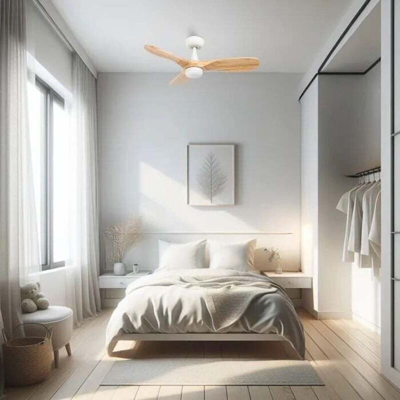 Rowind Deckenventilator weiß/Eiche mit Licht Ø90