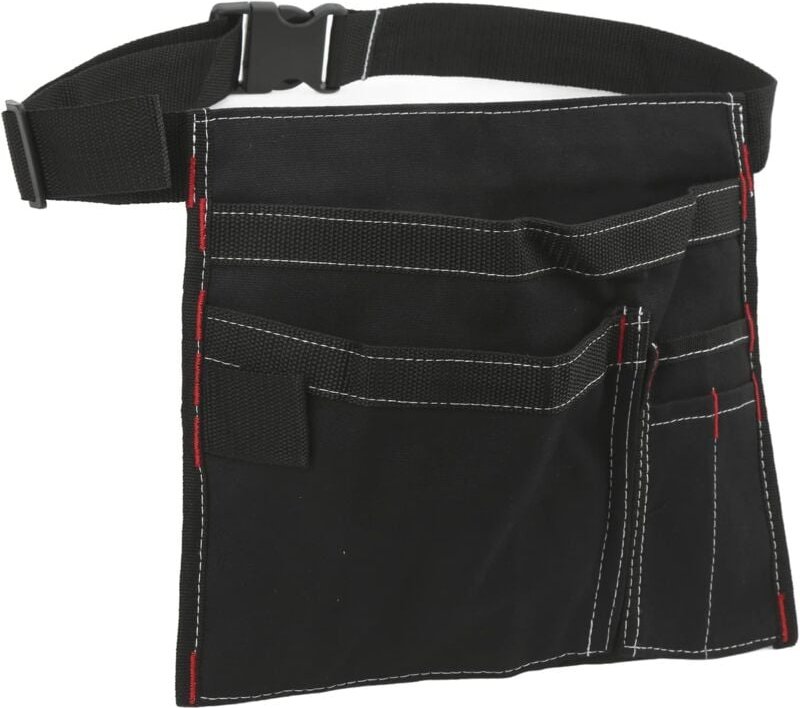 Thumbnail - Einseitige Werkzeuggürteltasche, Arbeitsschürze aus Segeltuch mit 6 Taschen und verstellbarem Riemen, Werkzeuggürtel für...