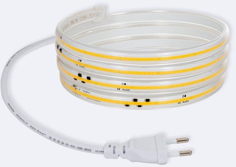 Efectoled - LED-Streifen Dimmbar 220V cob Selbstgleichrichtend 320 LED/m 8W/m 720 lm/m Breite 12mm Schnitt 50cm IP65 CRI...