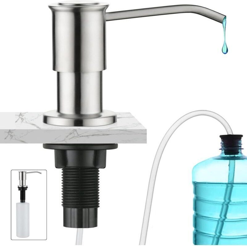 Einbauseifenspender, Edelstahl-Seifenspender für die Küchenspüle, integrierter Seifenspender mit 500-ml-Flasche und 1,0 ...