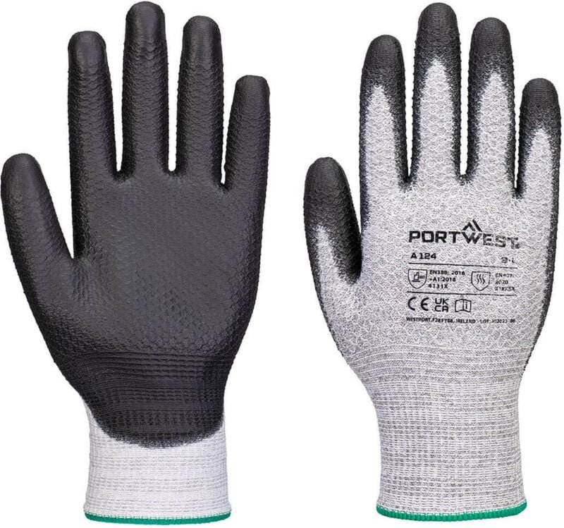 Packung mit 12 Paar Grip 13 PU Diamond Strickhandschuhe Grau/Schwarz M - Größe 8