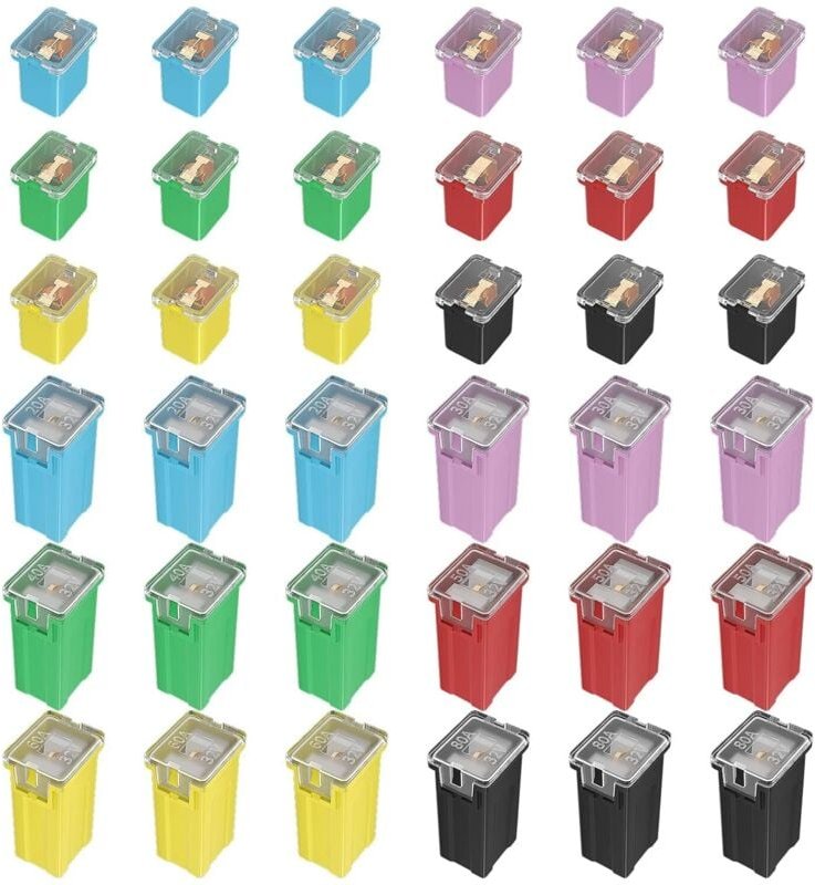 36-teiliges Sortiment an Kfz-Sicherungen, Standard- und Low-Profile-Sicherungen (20 a, 30 a, 40 a, 50 a, 60 a, 80 a) für...