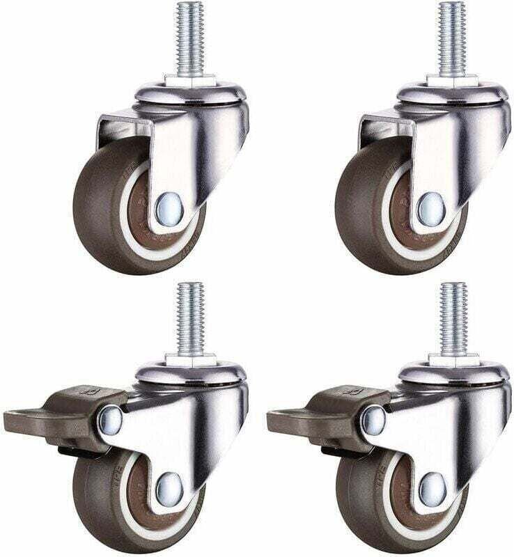 Schwerlast-Lenkrolle mit M10-Gewindeschaft für Handwagen, Werkbänke, Möbelrollen, 2 Zoll, Gewindedurchmesser: 10 mm, Län...