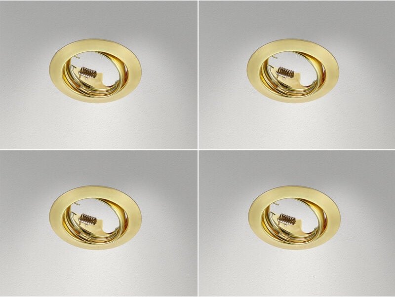 Runde Einbaustrahler Decke im 4er Set schwenkbar Messing matt GU10