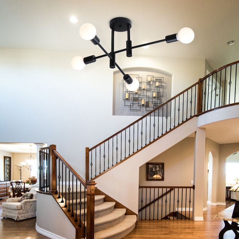 Deckenleuchte Industrielle Vintage, 4 Lichter E27, Deckenlampe aus Metall, Kreative Innenbeleuchtung für Esszimmer, Schl...