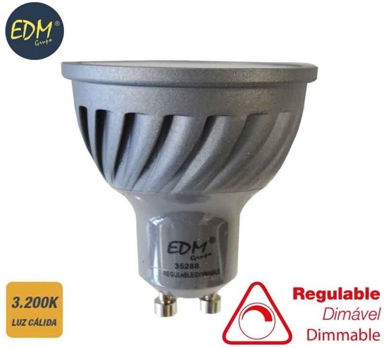 EDM - Dimmbare dichroitische LED-Glühbirne gu10 6 w 500 lm 3200 k warmes Licht ø5 x 5,5 cm