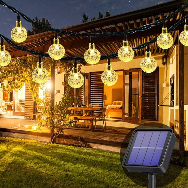 Thumbnail - Solar-Lichterkette für den Außenbereich, 50 LEDs, 8 Modi, Kristallkugel-Lichterkette, für Außen/Innen, Balkon, Hochzeite...