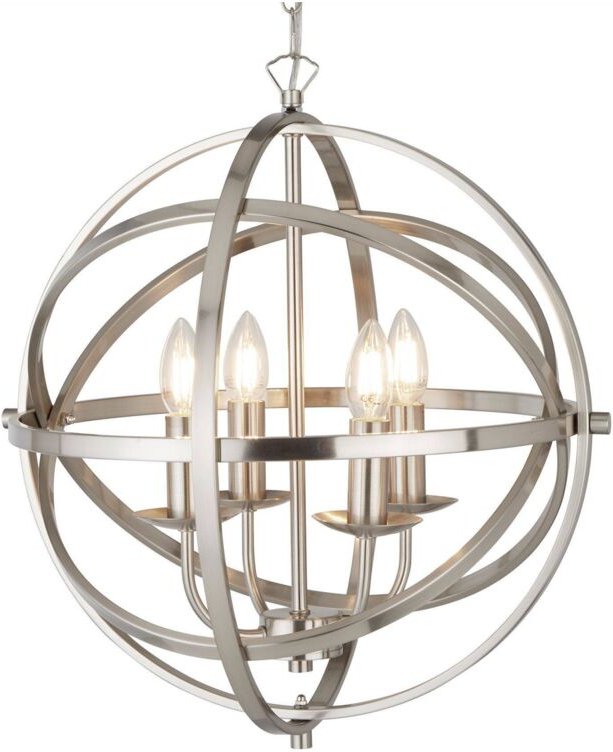 Orbit - 4 Licht sphärische Decke Anhänger Satin Silber, E14 - Searchlight