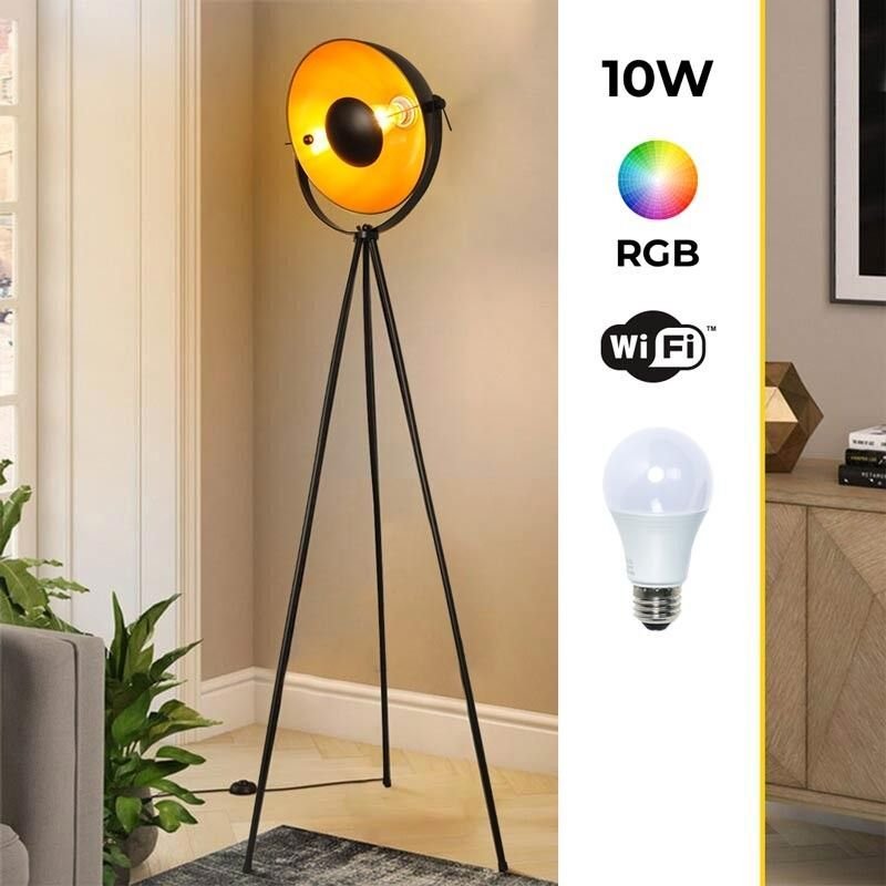 Barcelona Led - Vintage Stehleuchte mit Stativ galilen + rgbw cct Lampe wlan -